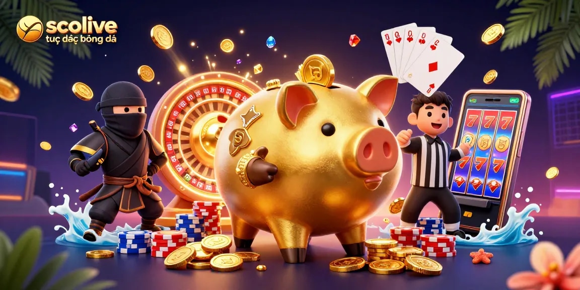 Experience thrilling socolive trực tiếp bóng đá action with vibrant 3D characters and dazzling casino elements.