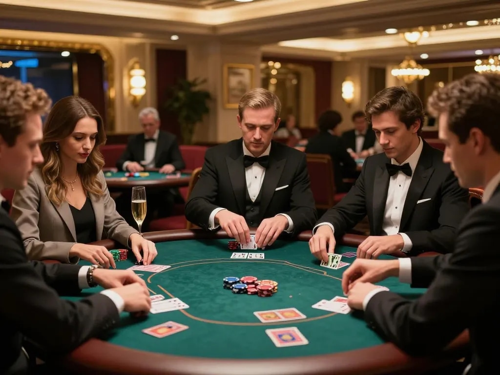 SC88 vip high-stakes poker action in elegant casino with luxury atmosphere