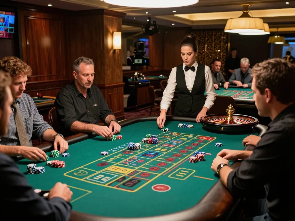 Players engaging at the roulette table in 79king casino, showcasing vibrant betting action and immersive atmosphere.