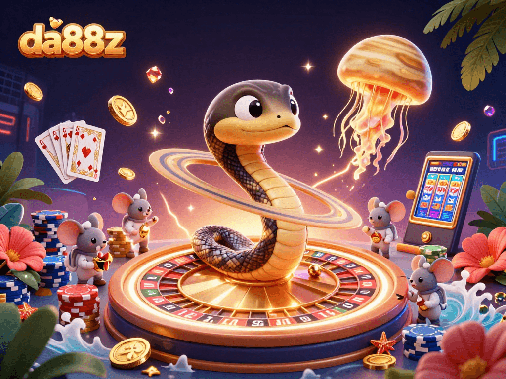 Experience thrilling bets at da88z with dynamic cosmic casino elements in an exciting 3D scene.