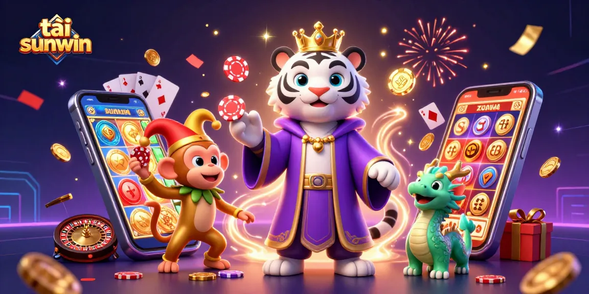 Experience the excitement of tải sunwin with a vibrant 3D casino scene featuring dynamic characters and gaming elements.