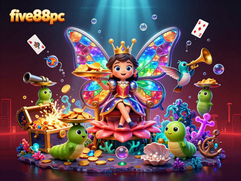 Experience the vibrant world of five88pc with magical casino elements and the butterfly queen.