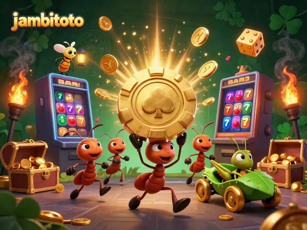 Join the adventure at jambitoto with a heist of a giant poker chip and thrilling casino elements.