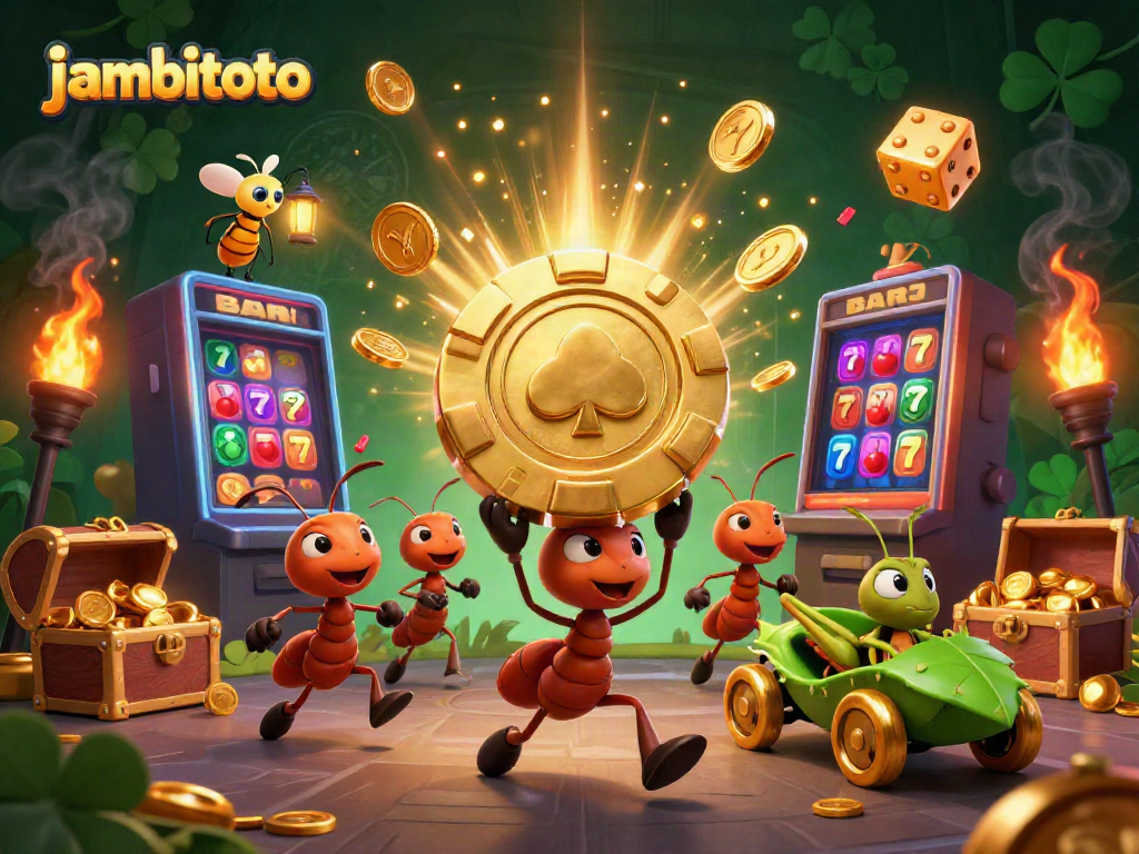 Join the adventure at jambitoto with a heist of a giant poker chip and thrilling casino elements.