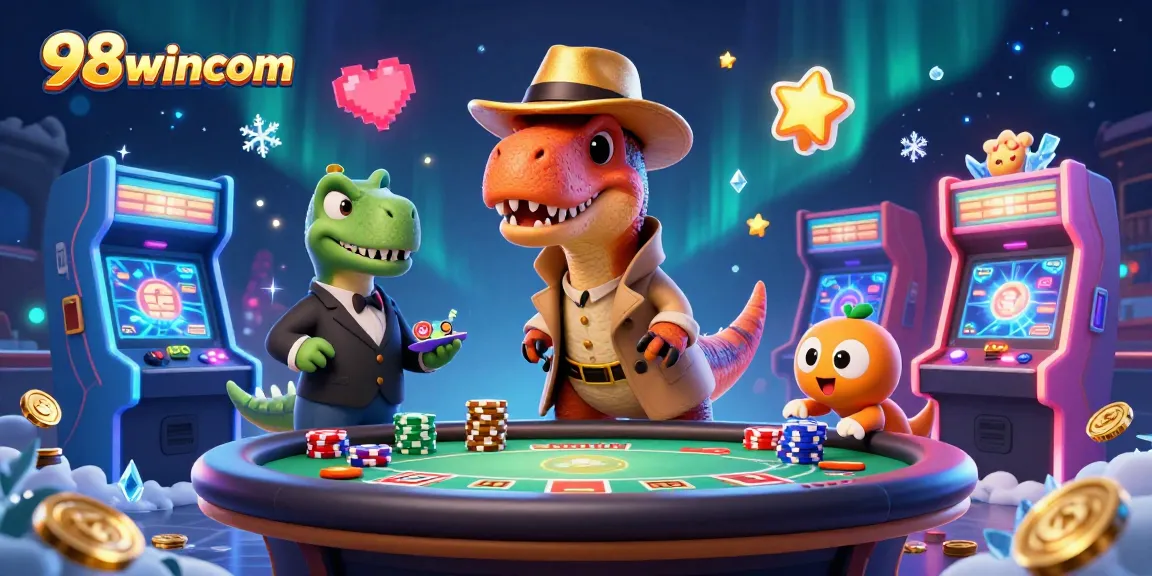 Watch the 98wincom velociraptor card counter navigate the blackjack table while a stegosaurus pit boss and a compy pickpocket await.