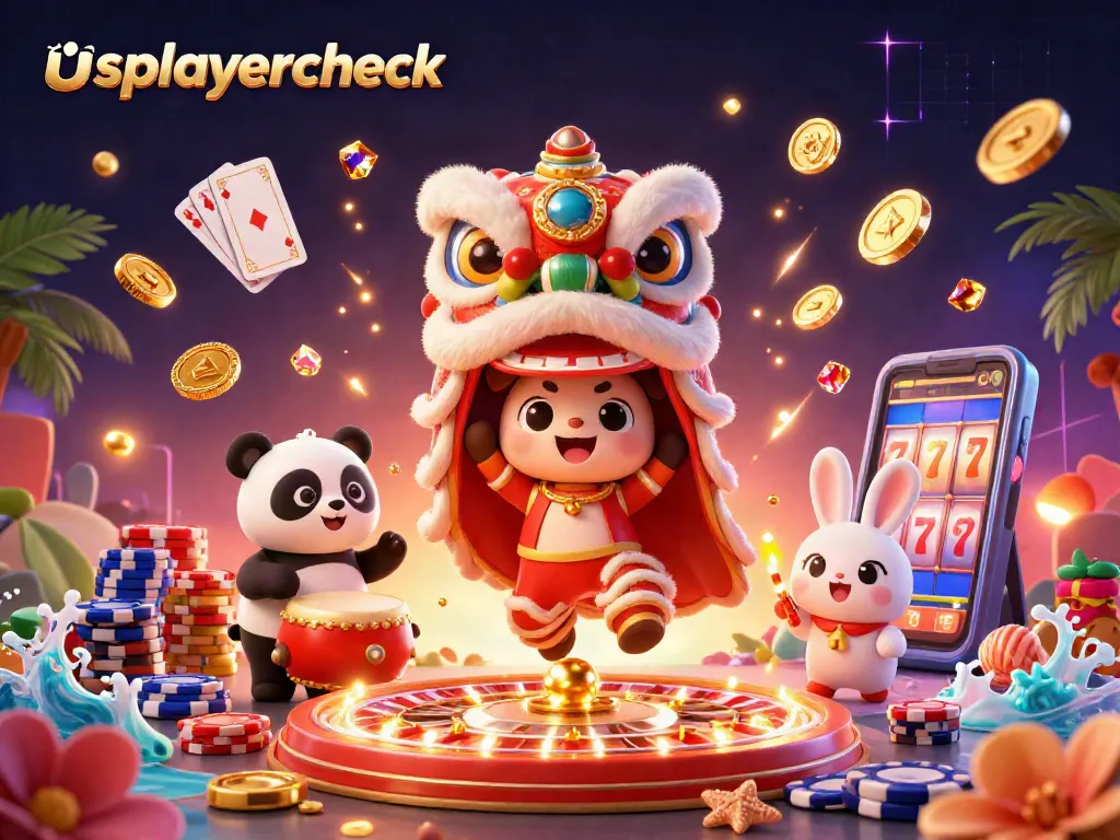 Win big with usplayercheck in this vibrant illustration showcasing lively casino characters and games!