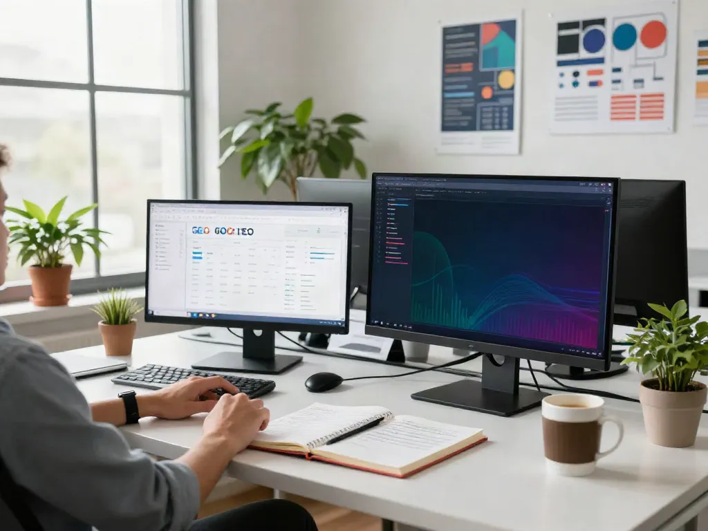 Digital marketing analyst reviewing SEO insights and Google updates in a modern office setting, highlighting rokok88 strategies.