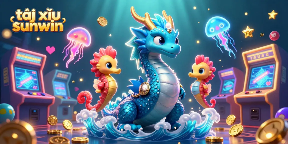 Engage in exciting tài xỉu sunwin gameplay with a vibrant underwater scene featuring a majestic water dragon and neon jellyfish.