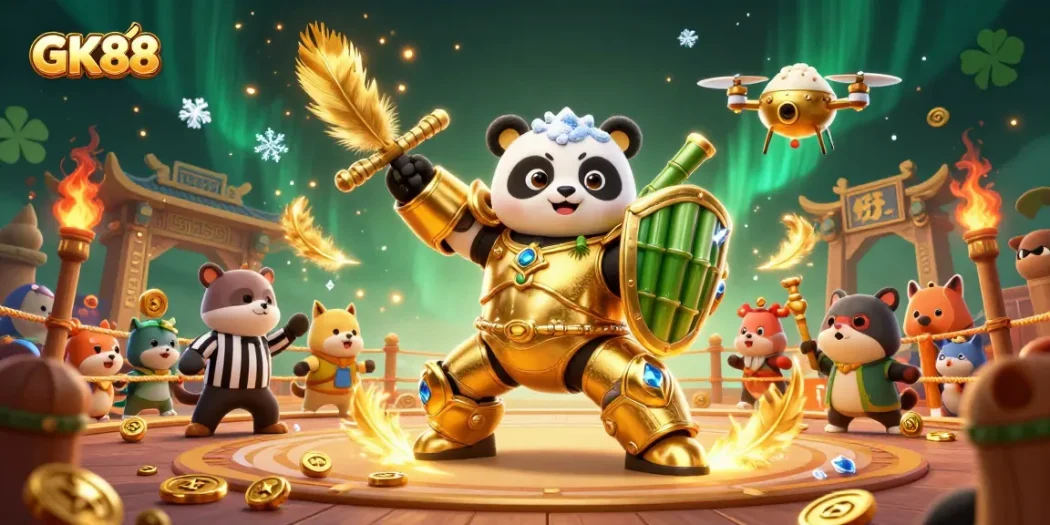 Experience the thrill of GK88's online casino with dynamic 3D gaming elements and characters.