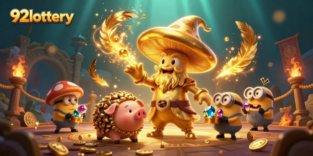 Experience 92lottery's magical world of gaming with enchanting characters and dynamic elements.