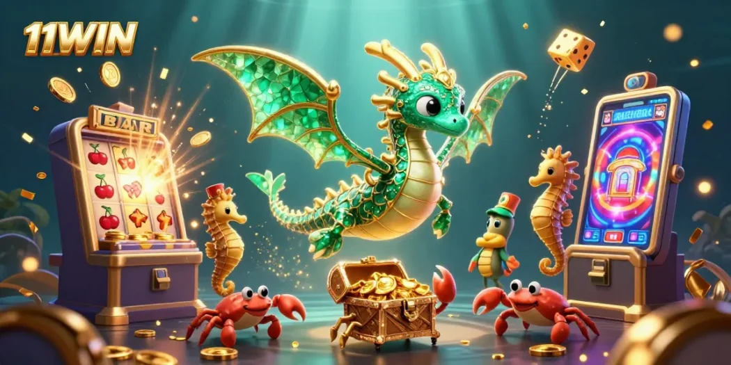 Experience the thrill of 11WIN with vibrant casino elements and a magical underwater world.