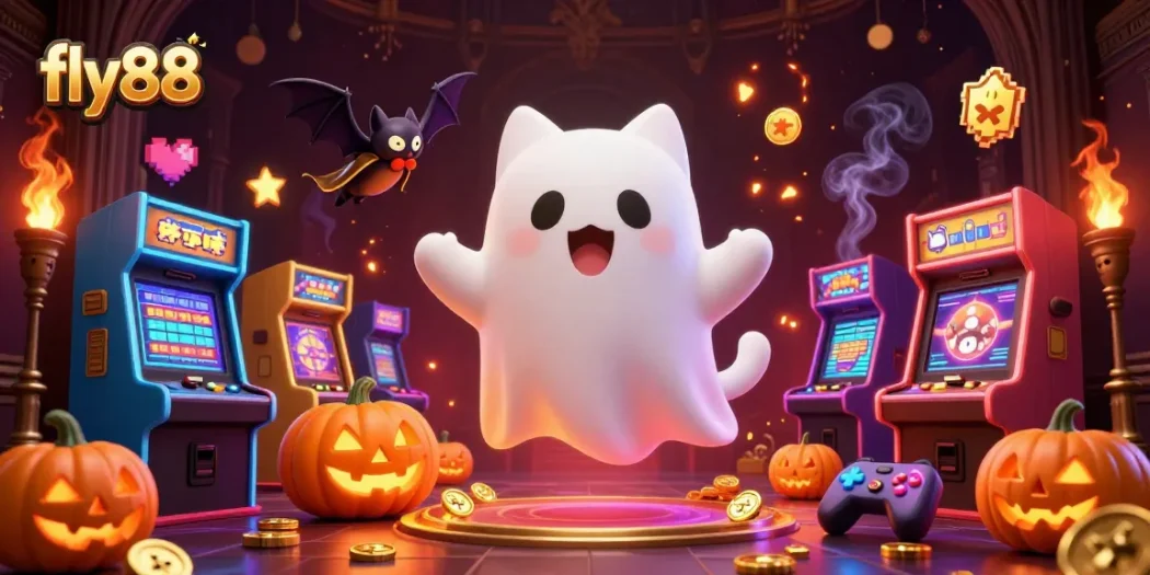 Experience thrilling moments at fly88 as the ghost cat navigates a vivid haunted casino.